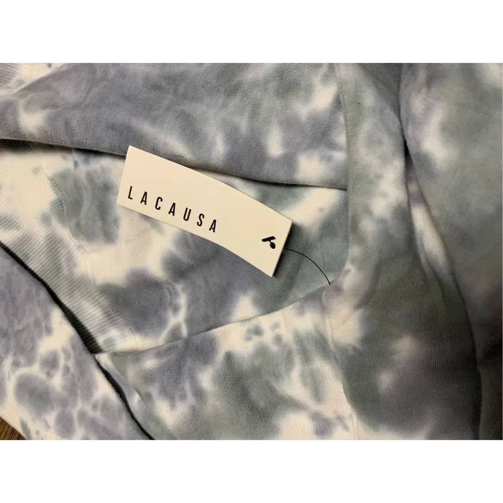 LACAUSA Anthropology Women’s Blue Gray Tie Dye Oversized Pullover, Medium, NWT - Picture 5 of 6